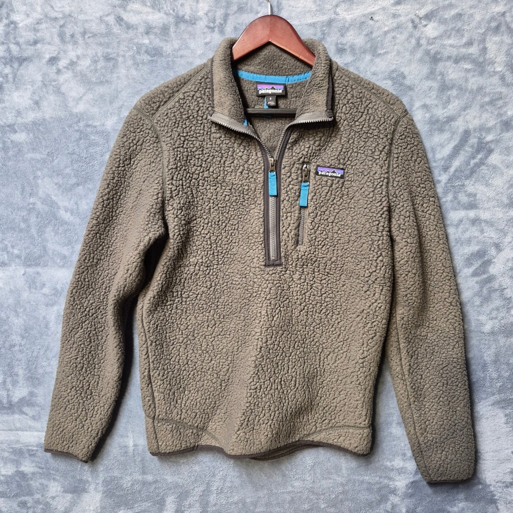 Patagonia Retro Pile Quarter-Zip Fleece Pullover Grey Mens Small 22811